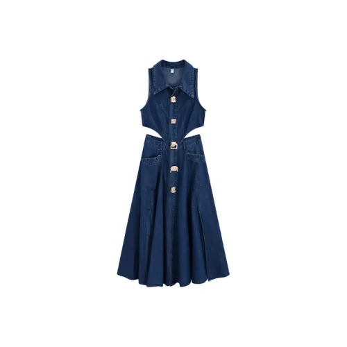 Garbege Без рукавов Платье Женское Темно-синий