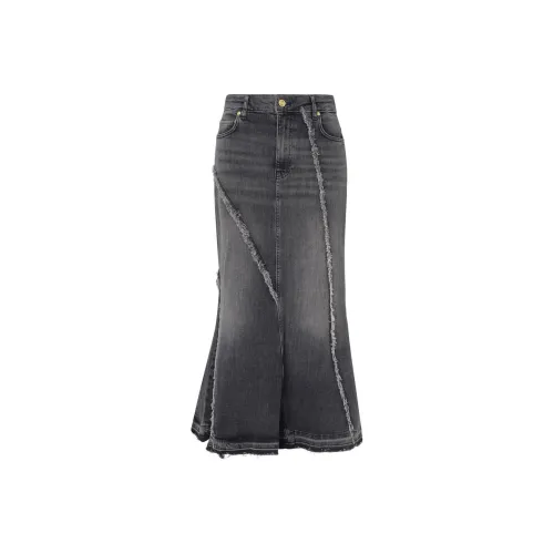 GANNI Denim Long Skirt Women's Black