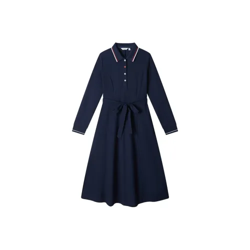 NAVIGARE Длинное платье с длинными рукавами женское морской синий