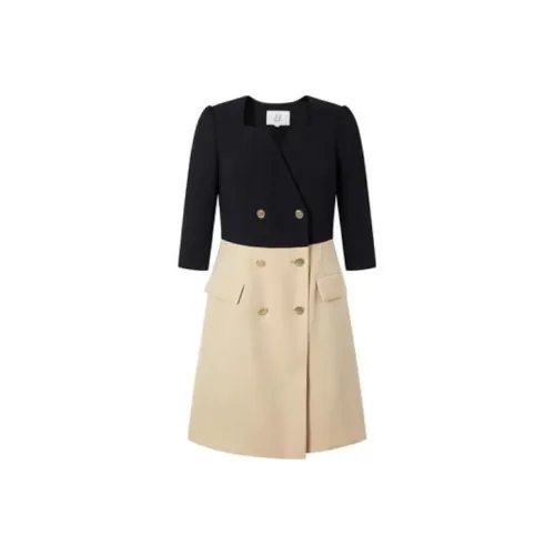 JZ. ANNAKRO Темно-синий Женские Длинные Платья с Рукавами