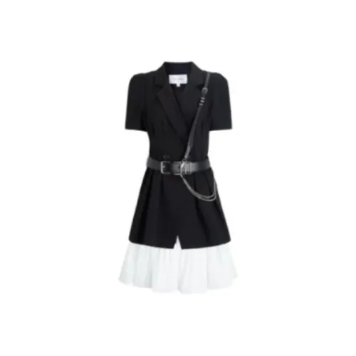 GIVH SHYH Black Женские Короткие Платья с Рукавами