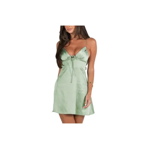 PRINCESS POLLY COSMO Мини Платье Slip Платье Женское Зеленое Зеленое