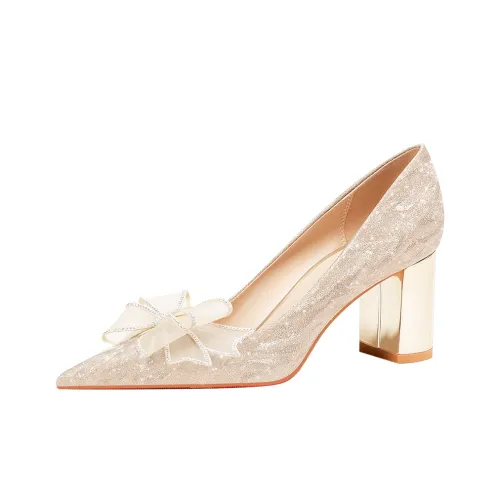 Lan Miao Грубый каблук Высокие каблуки Женские Золото