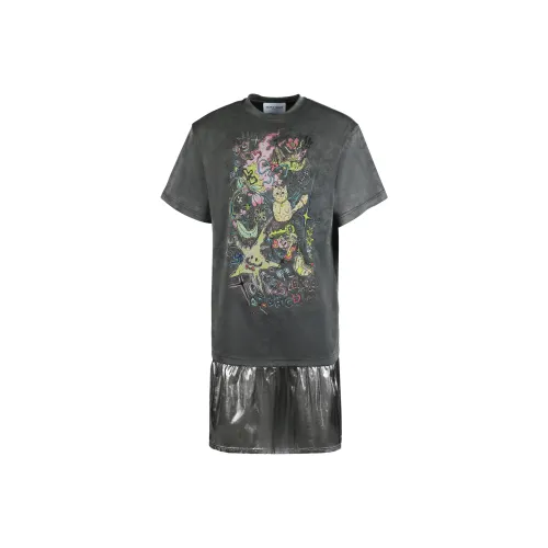 Valeria Obbaco Короткий рукав Платье Женское Черное Серое