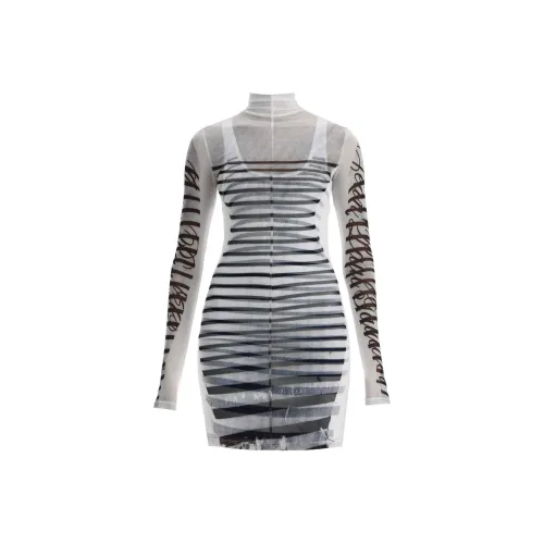 Jean Paul Gaultier Длинное платье с длинными рукавами женское белое