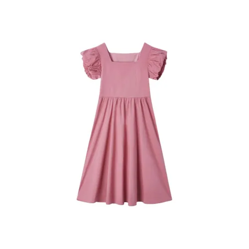 EICHITOO Короткое платье с короткими рукавами женское розово-красное