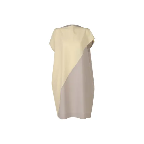 ISSEY MIYAKE Короткий рукав Платье Женское Кремовый Gliche