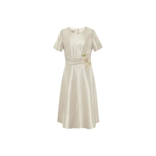 BBLLUUEE Короткий рукав Платье Женское Ванильный абрикос