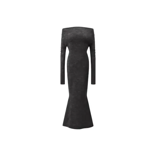 Showroom Plus Черно-серый Женские Длинные Платья с Рукавами