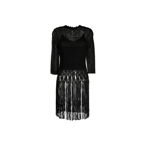 Zimmermann Длинное платье с длинными рукавами женское черное