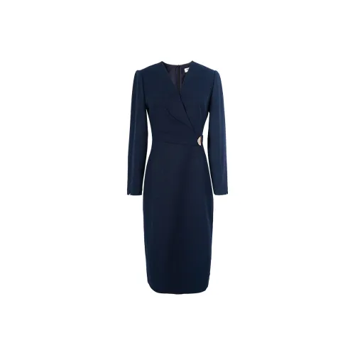 MISSSHINE Темно-синий Женские Длинные Платья с Рукавами