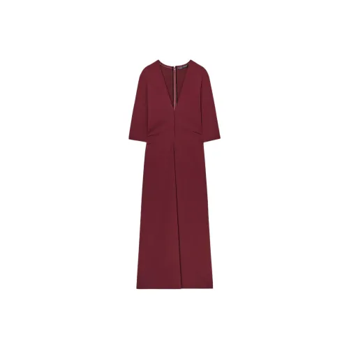 ZARA ZW Series Короткий рукав Платье Женское Темно-красное