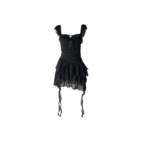 ABBY GODDESS Короткое платье с короткими рукавами женское черное