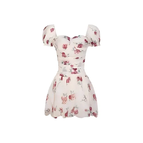 XIAOJUCHUANLI Короткий рукав Платье Женское Экрю