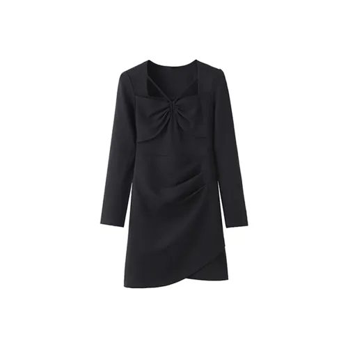 ZCDECO Длинное платье с длинным рукавом женское черное