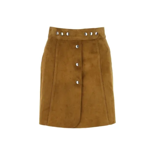PRADA Кожаные короткие юбки Женские Коричневый