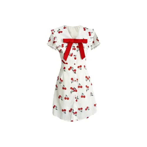 SYEEE WITH U Короткий рукав Платье Женское Вишня Короткий рукав