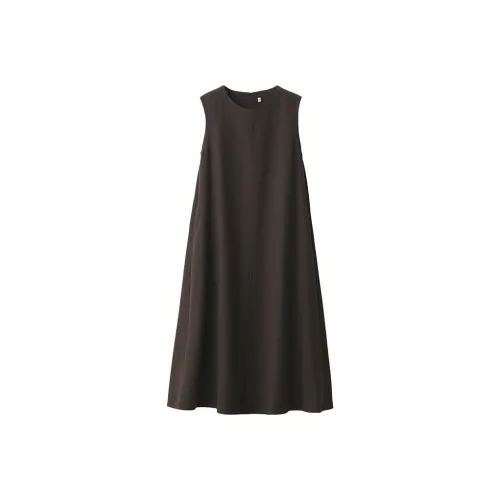 Muji Темно-кофейные Женские Платья без рукавов