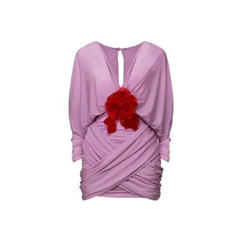 MAGDA BUTRYM FW24 Длинное платье с длинным рукавом женское фиолетовое