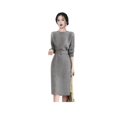 Daisy Длинное платье с длинными рукавами женское серое