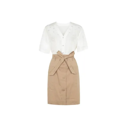 XG Короткий рукав Платье Женское Экрю