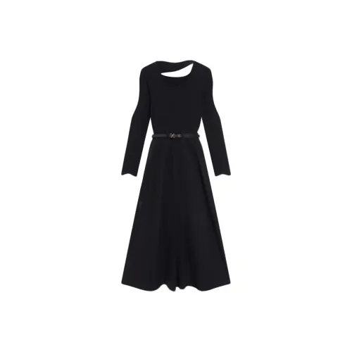 Yvetteclassic Длинное платье с длинными рукавами женское черное