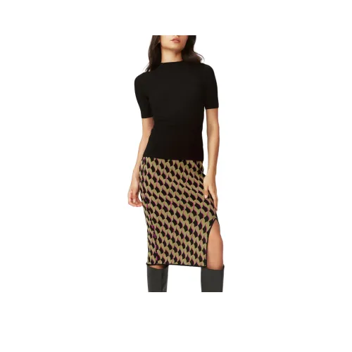 Diane von Furstenberg Gusta KNIT Длинная Юбка Женская Bird Узор Туманный Зеленый