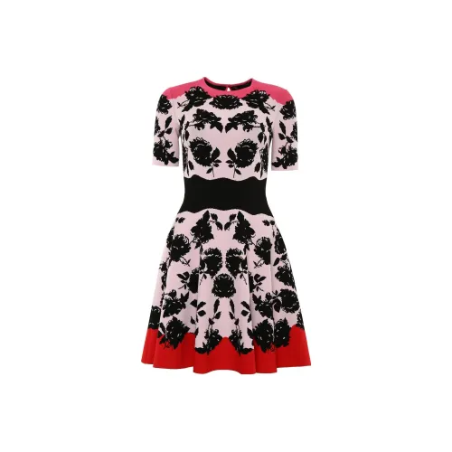 Alexander McQueen Многоцветные Женские Короткие Платья с Длинными Рукавами