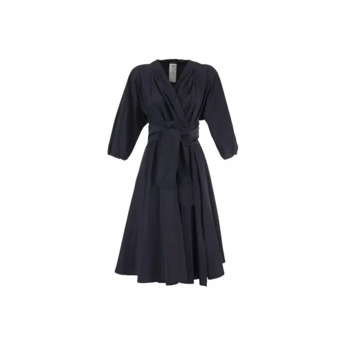 WEEKEND MaxMara Черное Женское Длинное Платье с Рукавами