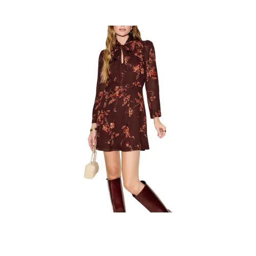 Платье Reformation Petites Sunna длинное с длинными рукавами женское коричневое