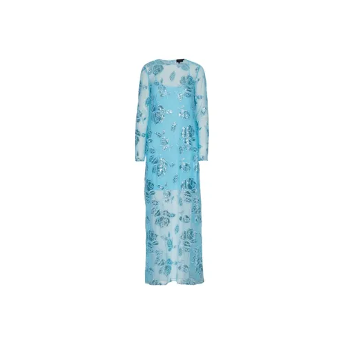 Rotate Длинное платье с длинными рукавами женское синее