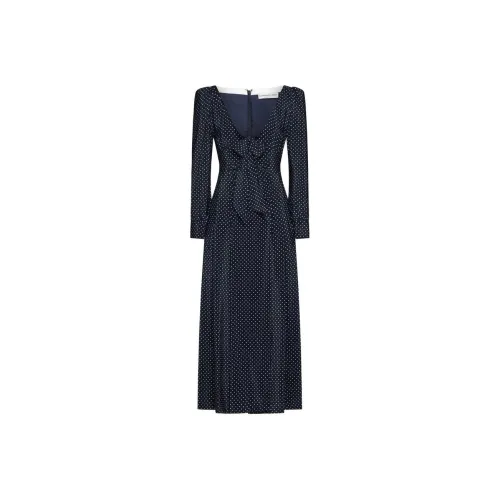 Alessandra Rich Длинное платье с длинными рукавами женское синее