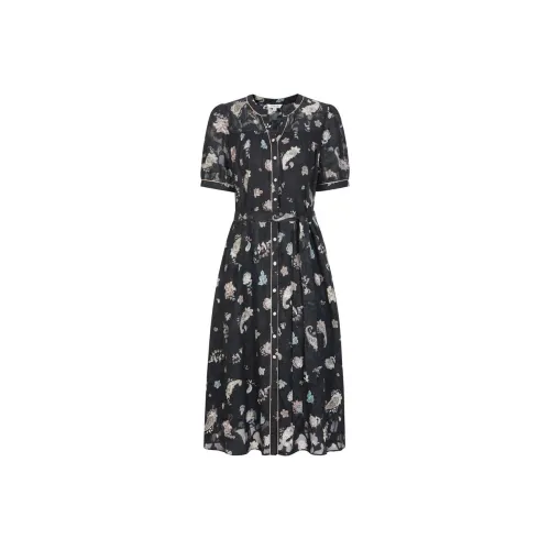 JZ. ANNAKRO Короткий рукав Платье Женское Цветочное Черное
