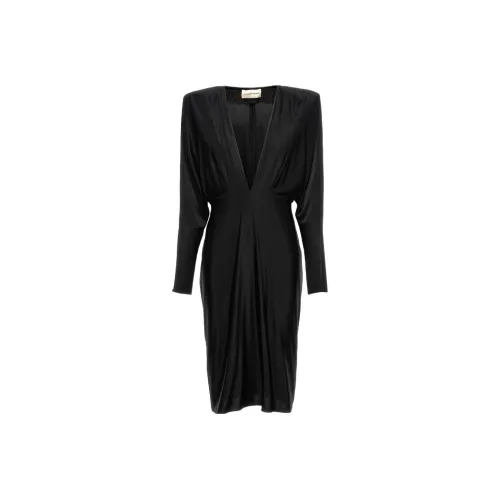 Alexandre Vauthier Черное Женское Длинное Платье с Рукавами