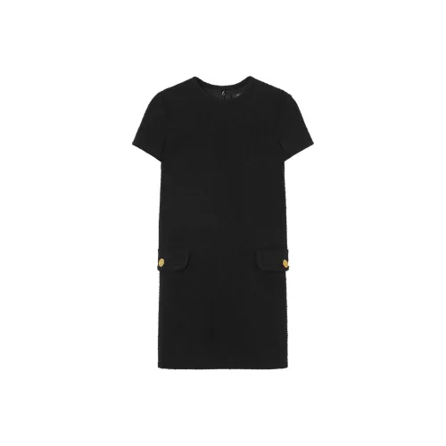 VERSACE Короткое платье с короткими рукавами женское черное