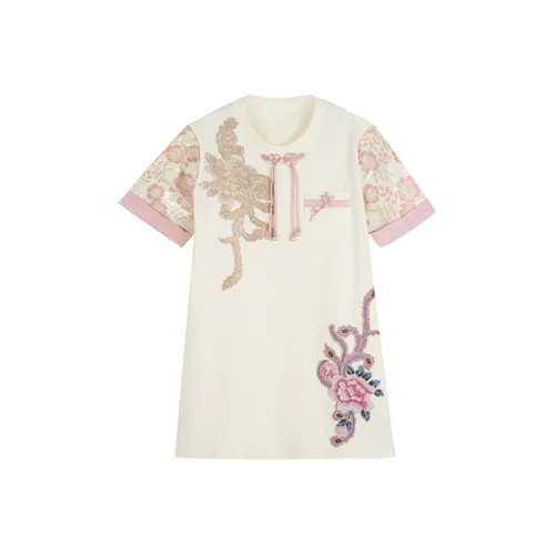 TCH Короткий рукав Платье Женское Белое