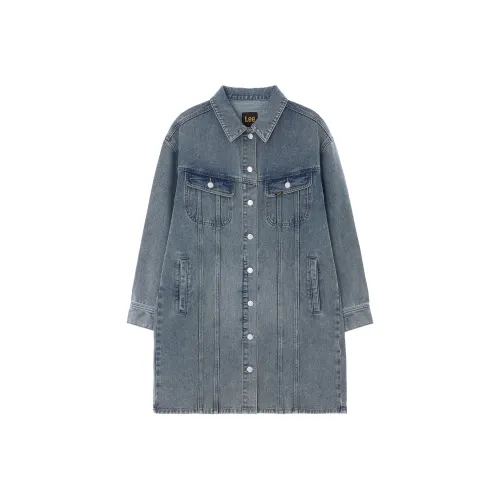 Lee Длинный рукав Платье Женское Индиго