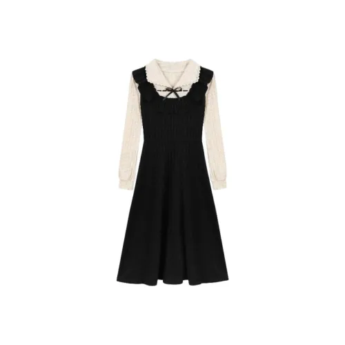 PAIN OR PLEASURE Длинное платье с длинными рукавами женское черное