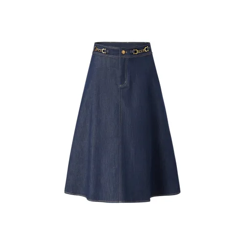 NAVIGARE Деним Длинная Юбка Женская Морской Синий