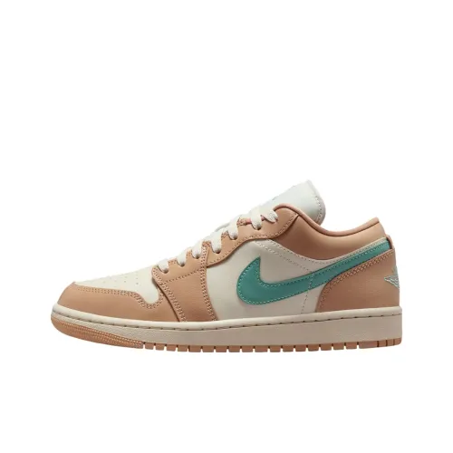 Jordan Air Jordan 1 Slip-resistant Abrasion-resistant Low Top Vintage Basketball Shoes Women's Beige Orange Джордан Эйр Джордан 1 Противоскользящий Устойчивый к износу Низкий Топ Винтажные Баскетбольные Кроссовки Женские Бежевый Оранжевый