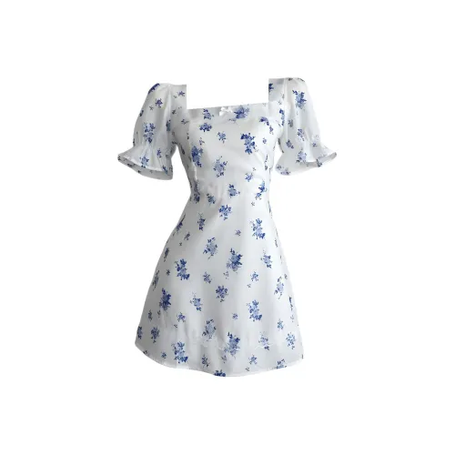 KKX Короткий рукав платье женский белый