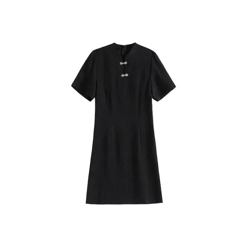COVT Короткий рукав Платье Женское Черное