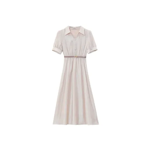 SYEEE WITH U Короткий рукав Платье Женское Позолоченное Светло-розовый