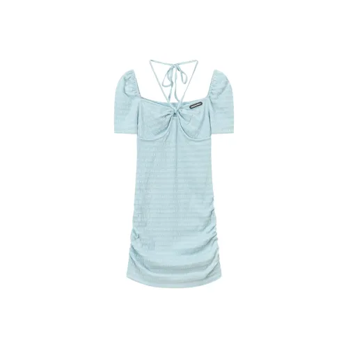 CHUU Детский синий Женские Короткие Платья с Рукавами