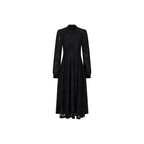 JZ. ANNAKRO Длинное платье с длинным рукавом женское простой дизайн черный цвет