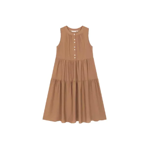 Mo Han Yi Mei Без рукавов Платье Женское Карамель