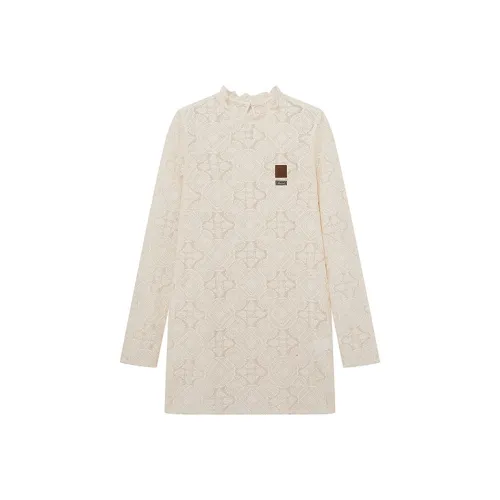 D'zzit Длинное платье с длинными рукавами женское экрю