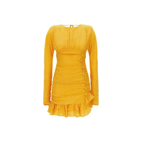 Alessandra Rich Длинное платье с длинными рукавами женское желтое