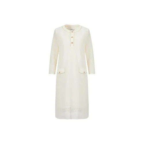 JZ. ANNAKRO Длинное платье с длинными рукавами женское бежево-желтое