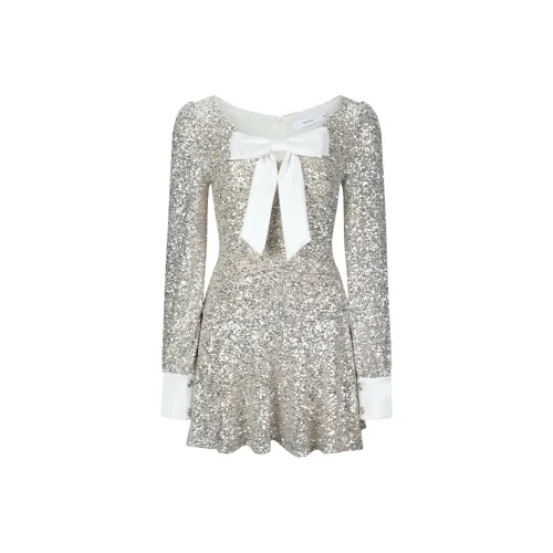 Barb Chill Длинное платье с длинными рукавами женское золотое